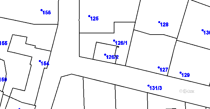 Parcela st. 126/2 v KÚ Droždín, Katastrální mapa