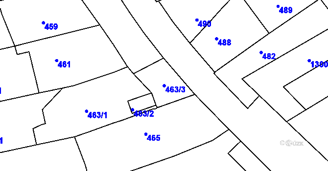 Parcela st. 463/3 v KÚ Droždín, Katastrální mapa