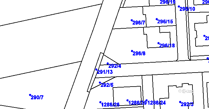 Parcela st. 296/20 v KÚ Droždín, Katastrální mapa