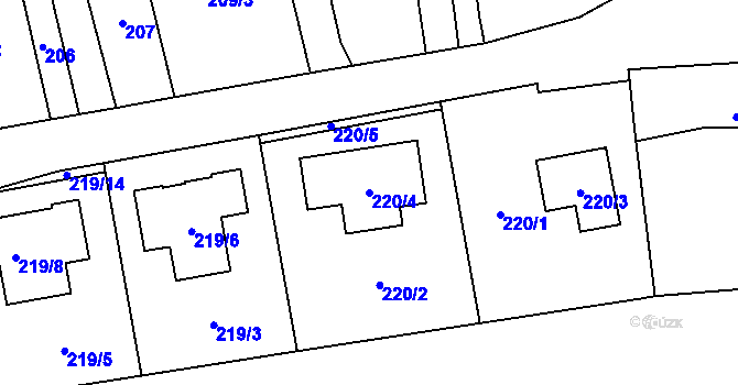 Parcela st. 220/4 v KÚ Droždín, Katastrální mapa