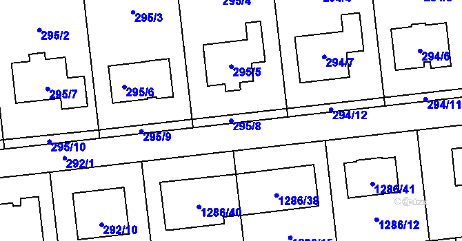 Parcela st. 295/8 v KÚ Droždín, Katastrální mapa