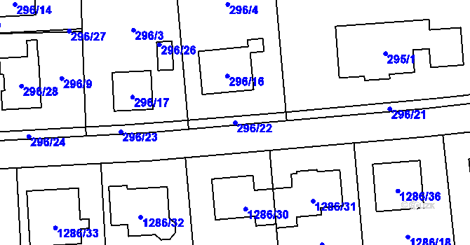 Parcela st. 296/22 v KÚ Droždín, Katastrální mapa