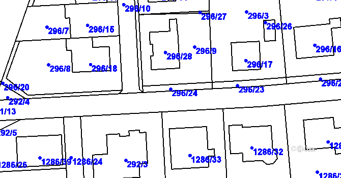 Parcela st. 296/24 v KÚ Droždín, Katastrální mapa