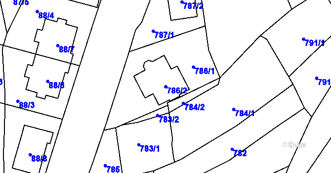 Parcela st. 786/2 v KÚ Droždín, Katastrální mapa