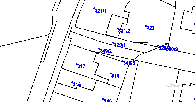 Parcela st. 319/1 v KÚ Droždín, Katastrální mapa