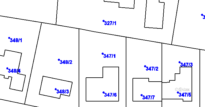Parcela st. 347/1 v KÚ Droždín, Katastrální mapa
