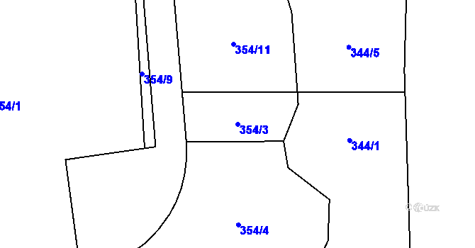 Parcela st. 354/3 v KÚ Droždín, Katastrální mapa
