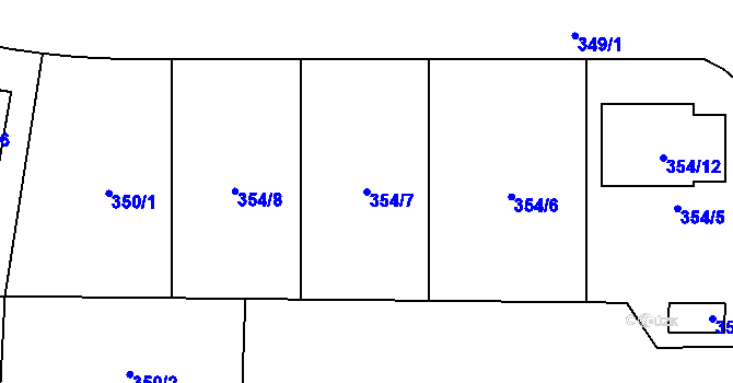 Parcela st. 354/7 v KÚ Droždín, Katastrální mapa