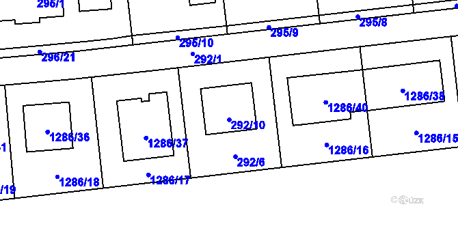 Parcela st. 292/10 v KÚ Droždín, Katastrální mapa