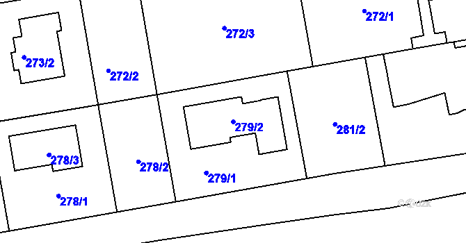 Parcela st. 279/2 v KÚ Droždín, Katastrální mapa