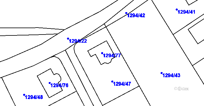 Parcela st. 1294/77 v KÚ Droždín, Katastrální mapa