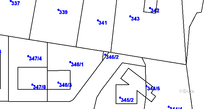 Parcela st. 346/2 v KÚ Droždín, Katastrální mapa