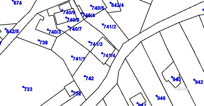 Parcela st. 741/4 v KÚ Droždín, Katastrální mapa