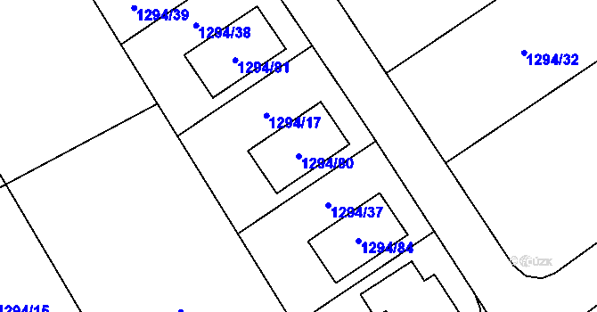 Parcela st. 1294/80 v KÚ Droždín, Katastrální mapa