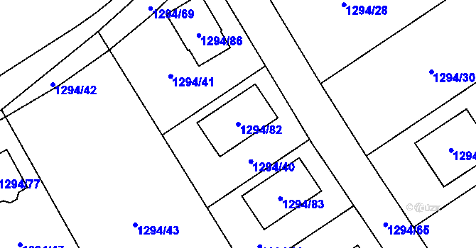 Parcela st. 1294/82 v KÚ Droždín, Katastrální mapa