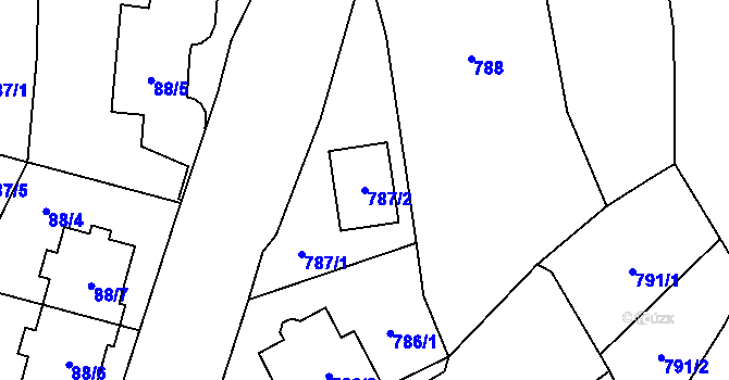 Parcela st. 787/2 v KÚ Droždín, Katastrální mapa