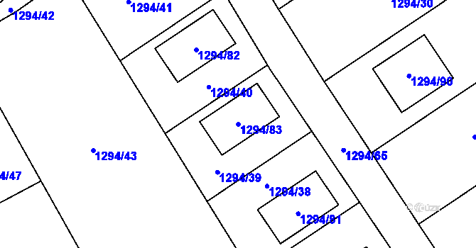 Parcela st. 1294/83 v KÚ Droždín, Katastrální mapa