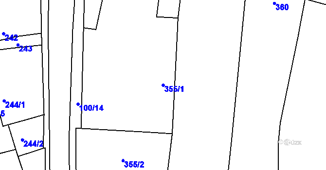 Parcela st. 355/1 v KÚ Droždín, Katastrální mapa