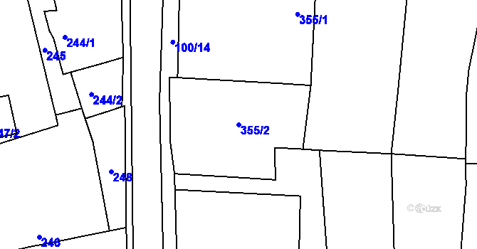 Parcela st. 355/2 v KÚ Droždín, Katastrální mapa