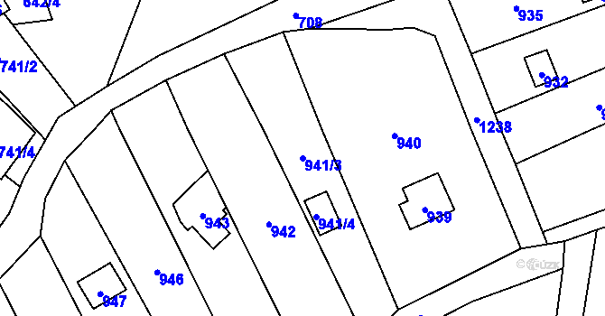 Parcela st. 941/3 v KÚ Droždín, Katastrální mapa