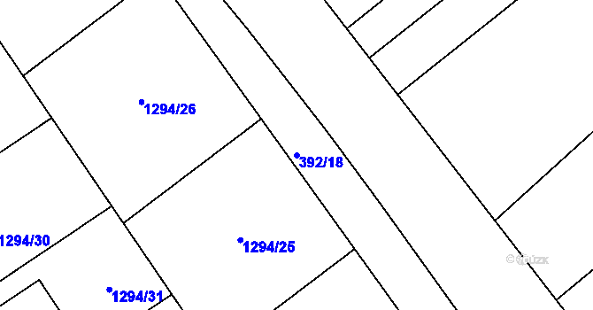 Parcela st. 392/18 v KÚ Droždín, Katastrální mapa