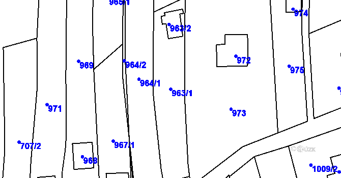 Parcela st. 963/1 v KÚ Droždín, Katastrální mapa