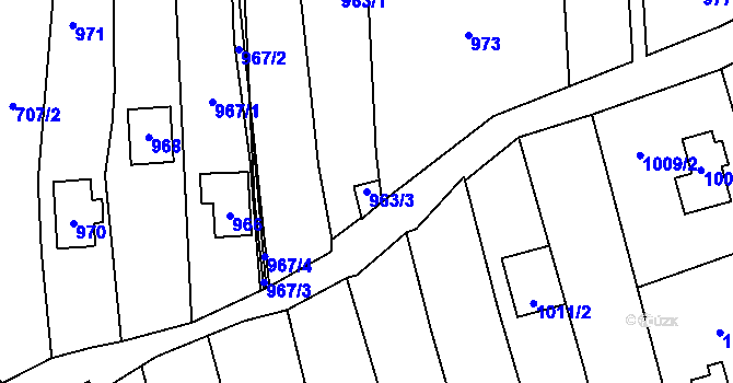 Parcela st. 963/3 v KÚ Droždín, Katastrální mapa