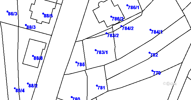 Parcela st. 783/1 v KÚ Droždín, Katastrální mapa