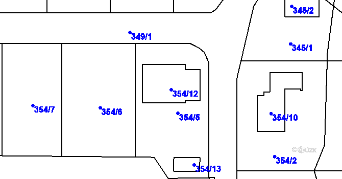 Parcela st. 354/12 v KÚ Droždín, Katastrální mapa