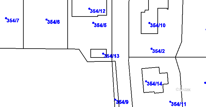 Parcela st. 354/13 v KÚ Droždín, Katastrální mapa