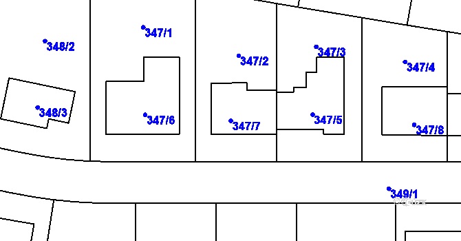Parcela st. 347/7 v KÚ Droždín, Katastrální mapa