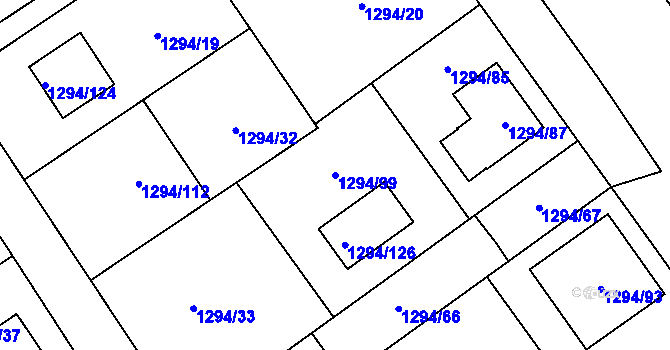 Parcela st. 1294/99 v KÚ Droždín, Katastrální mapa