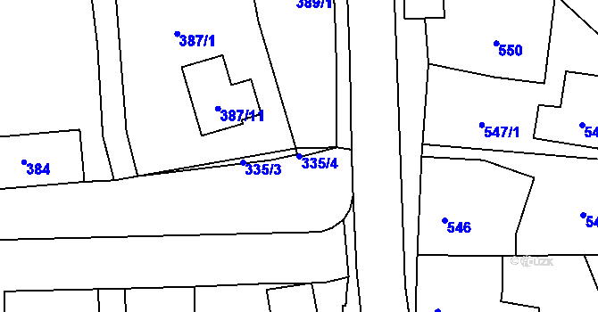Parcela st. 335/4 v KÚ Droždín, Katastrální mapa