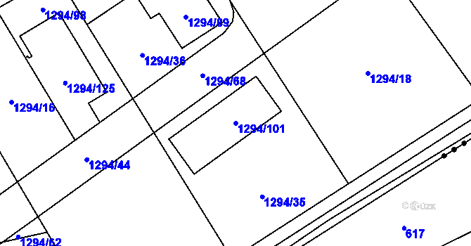Parcela st. 1294/101 v KÚ Droždín, Katastrální mapa