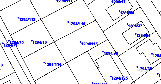 Parcela st. 1294/115 v KÚ Droždín, Katastrální mapa