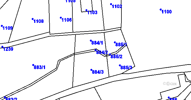 Parcela st. 884/2 v KÚ Droždín, Katastrální mapa