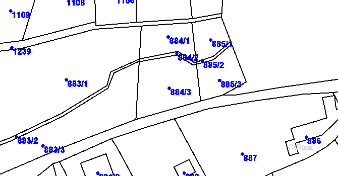 Parcela st. 884/3 v KÚ Droždín, Katastrální mapa