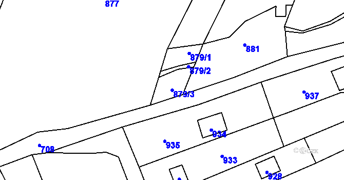 Parcela st. 879/3 v KÚ Droždín, Katastrální mapa