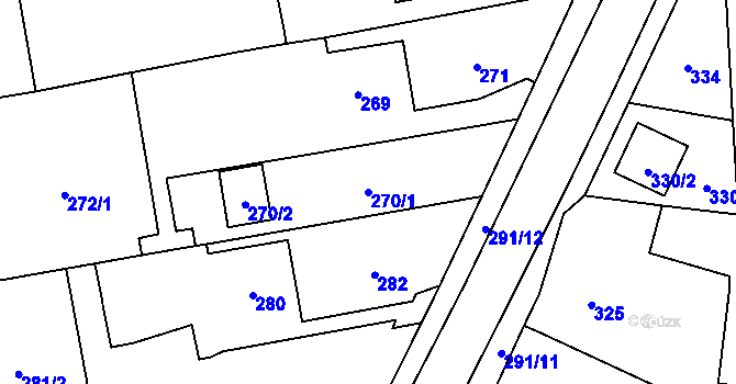 Parcela st. 270/1 v KÚ Droždín, Katastrální mapa