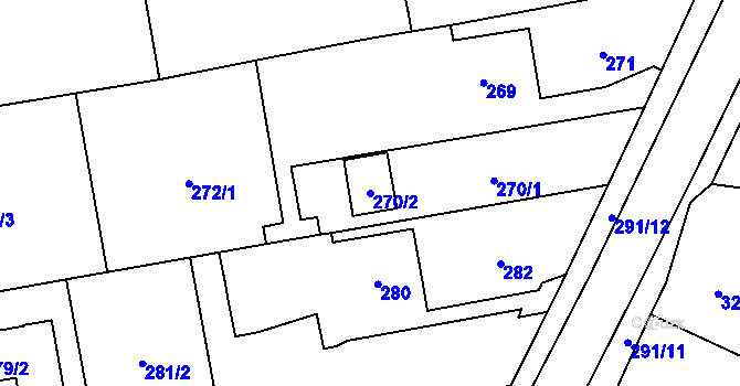 Parcela st. 270/2 v KÚ Droždín, Katastrální mapa