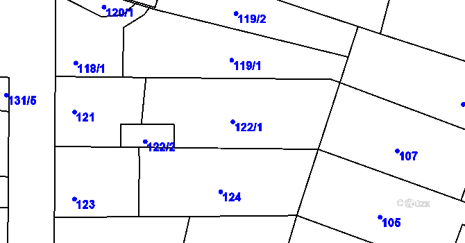 Parcela st. 122/1 v KÚ Droždín, Katastrální mapa
