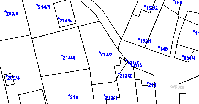 Parcela st. 213/2 v KÚ Droždín, Katastrální mapa
