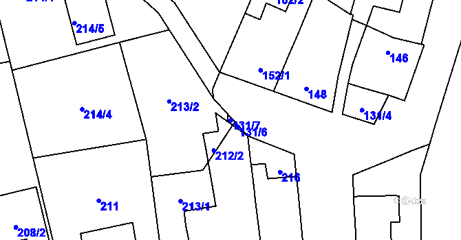 Parcela st. 131/7 v KÚ Droždín, Katastrální mapa