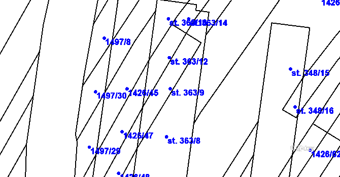 Parcela st. 363/9 v KÚ Drslavice, Katastrální mapa