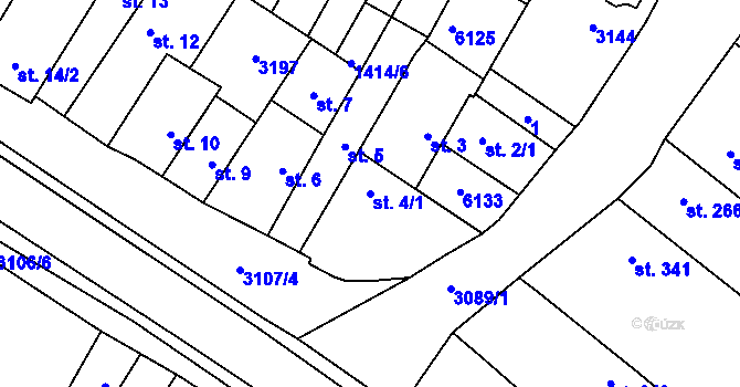 Parcela st. 4/1 v KÚ Drslavice, Katastrální mapa