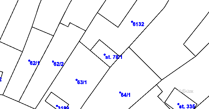 Parcela st. 78/1 v KÚ Drslavice, Katastrální mapa