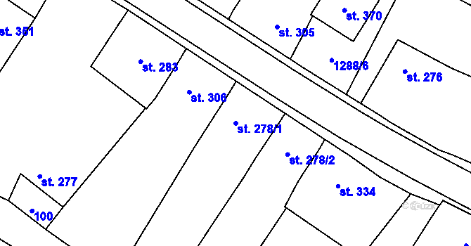 Parcela st. 278/1 v KÚ Drslavice, Katastrální mapa