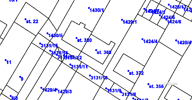 Parcela st. 368 v KÚ Drslavice, Katastrální mapa