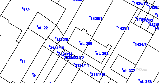 Parcela st. 380 v KÚ Drslavice, Katastrální mapa