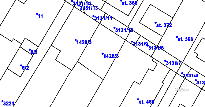 Parcela st. 1426/3 v KÚ Drslavice, Katastrální mapa
